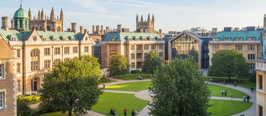Gates Cambridge Scholarship students gather in a historic courtyard at Cambridge University, showcasing the prestigious academic environment.