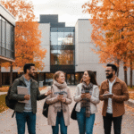 International master's student studying by a Finnish lake with a University of Eastern Finland scholarship