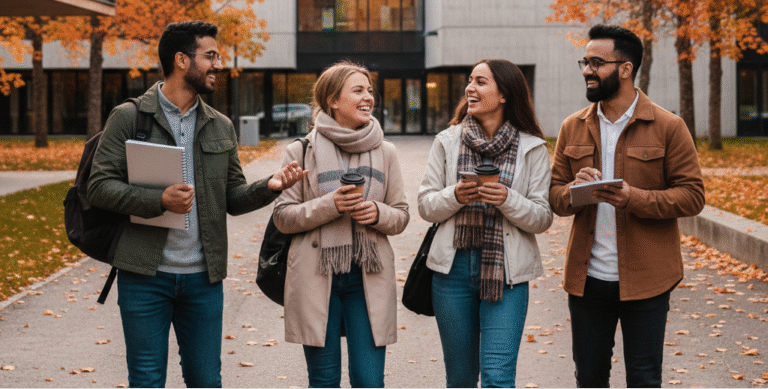 International master's student studying by a Finnish lake with a University of Eastern Finland scholarship