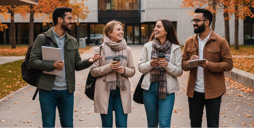 International master's student studying by a Finnish lake with a University of Eastern Finland scholarship