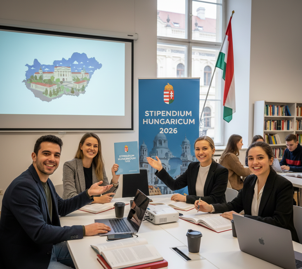This professional photograph captures the enriching experience of Stipendium Hungaricum Scholarship recipients. A diverse group of international students is shown walking through the historic courtyard of a prestigious Hungarian university, engaged in academic discussion. The scene embodies the scholarship's mission of providing quality education in Hungary's renowned higher education institutions, showcasing the perfect blend of academic excellence and cultural immersion that defines the Stipendium Hungaricum Scholarship experience.